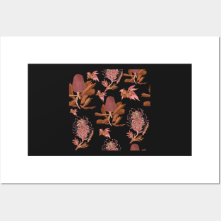 Australian Native Botanical Flowers Pattern Posters and Art